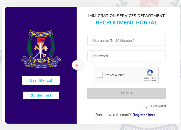 Uhamiaji E-Recruitment Portal: Login, Register, and Reset Password